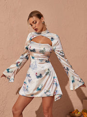 Sybil Satin Printed Mini Dress