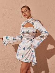 Sybil Satin Printed Mini Dress