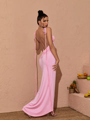 Tenley Spaghetti Backless Maxi Dress In Pink