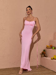 Tenley Spaghetti Backless Maxi Dress In Pink