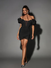 Valkyrie Off Shoulder Bandage Dress In Black