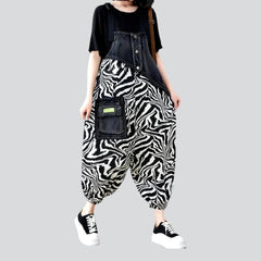Zabra print denim jumpsuit for women