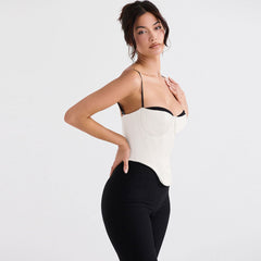 Sweetheart Satin Sleeveless Corset Crop Top - White