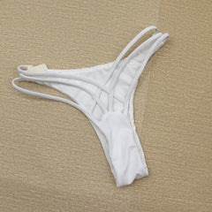 Cut Out Crisscross Bikini Thong Bottom - White