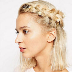 Gold Tone Charm Trim Twist Screw Hair Clip - Pearl