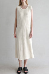 Cozy Textured Cotton Blend Summer Midi Sundress - Off White