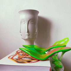 Juicy Pointed Toe Neon Transparent Heels