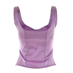 Square Neck Button Up Sleeveless Tank Top - Purple