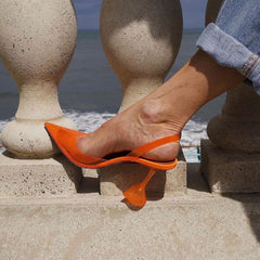 Juicy Pointed Toe Neon Transparent Heels