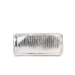 Laminated Leather Animal Pattern Double Zip Crossbody Bag - Silver