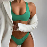 Jordana High Cut Textured Bikini Set