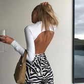 Nella Long Sleeve Open Back Crop Top