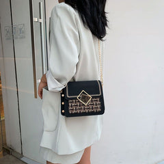 Parker Woven Plaid Chain Crossbody Bag
