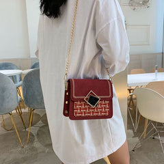 Parker Woven Plaid Chain Crossbody Bag