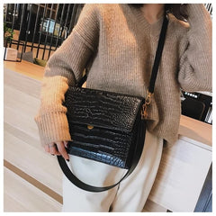 Nora Croc Embossed Flap Crossbody Bag