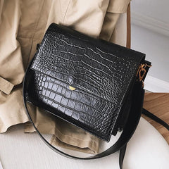 Nora Croc Embossed Flap Crossbody Bag