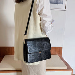 Nora Croc Embossed Flap Crossbody Bag