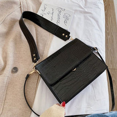 Nora Croc Embossed Flap Crossbody Bag
