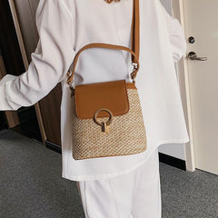 Marni Straw Bucket Crossbody Bag