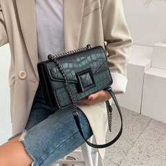 Mala Croc Effect Chain Crossbody Bag