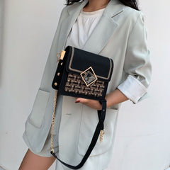 Parker Woven Plaid Chain Crossbody Bag