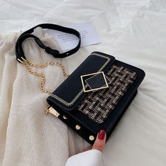 Parker Woven Plaid Chain Crossbody Bag