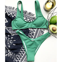 Jordana High Cut Textured Bikini Set