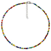 Resort Enamel Mixed Color Beaded Choker Necklace - Multicolor