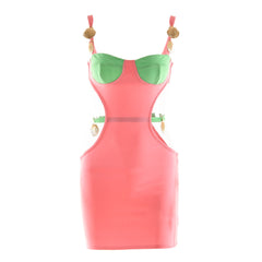 Color Shells Sleeveless Cutout Party Mini Dress - Pink