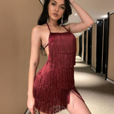 Sleeveless Halter Neck Backless Party Romper - Burgundy