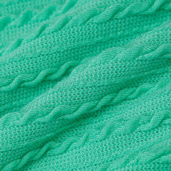 Sleeveless Round Neck Cable Knit Midi Dress - Green