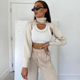 Unique Turtleneck Long Sleeve Crop Pullover Sweater - White