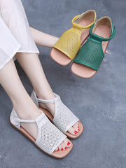 Sandals Leather Flat Hollow Out Casua
