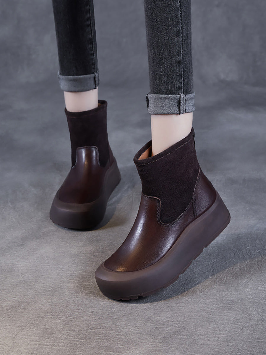 Winter Genuine Leather Platform Ankle Boots