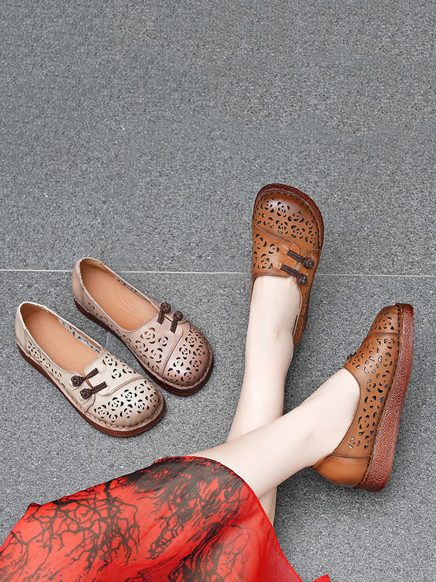 Hollow Out Shoes Low Heel Ethnic