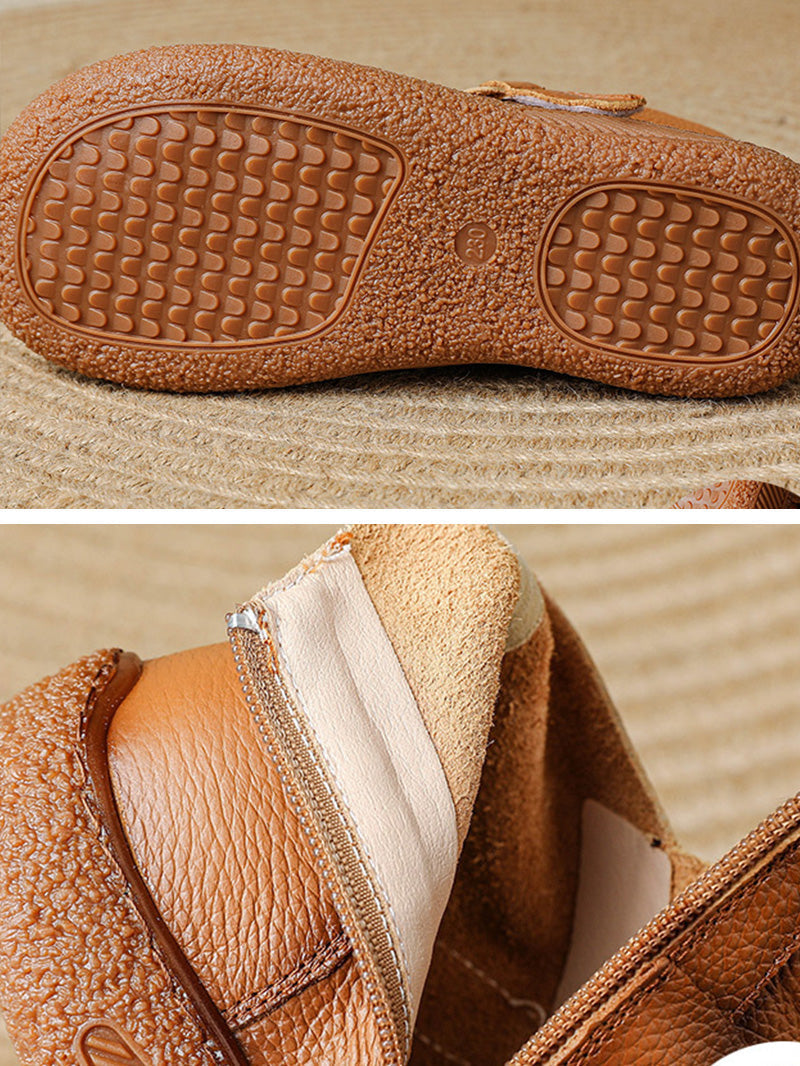 Winter Casual Leather Spliced Flat Boots