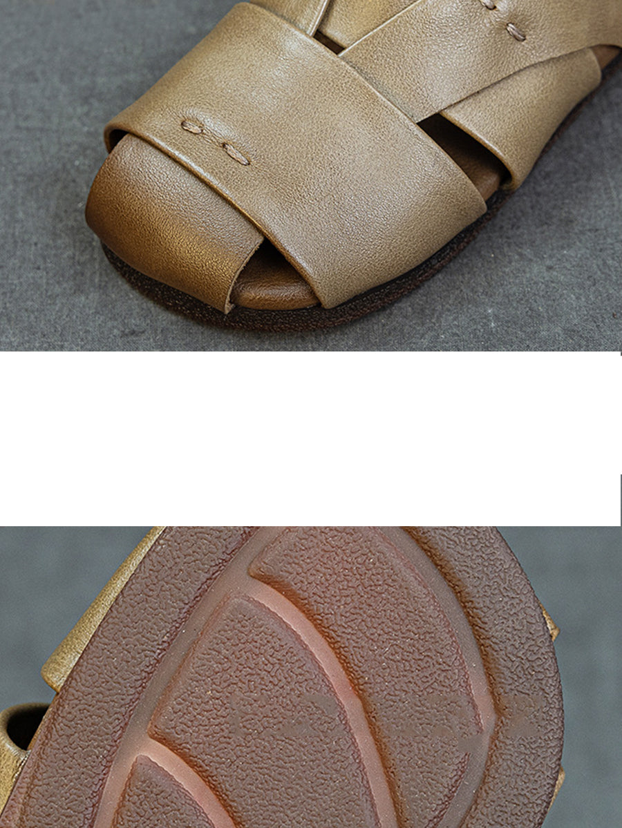 Vintage Flat Genuine Leather Sandals