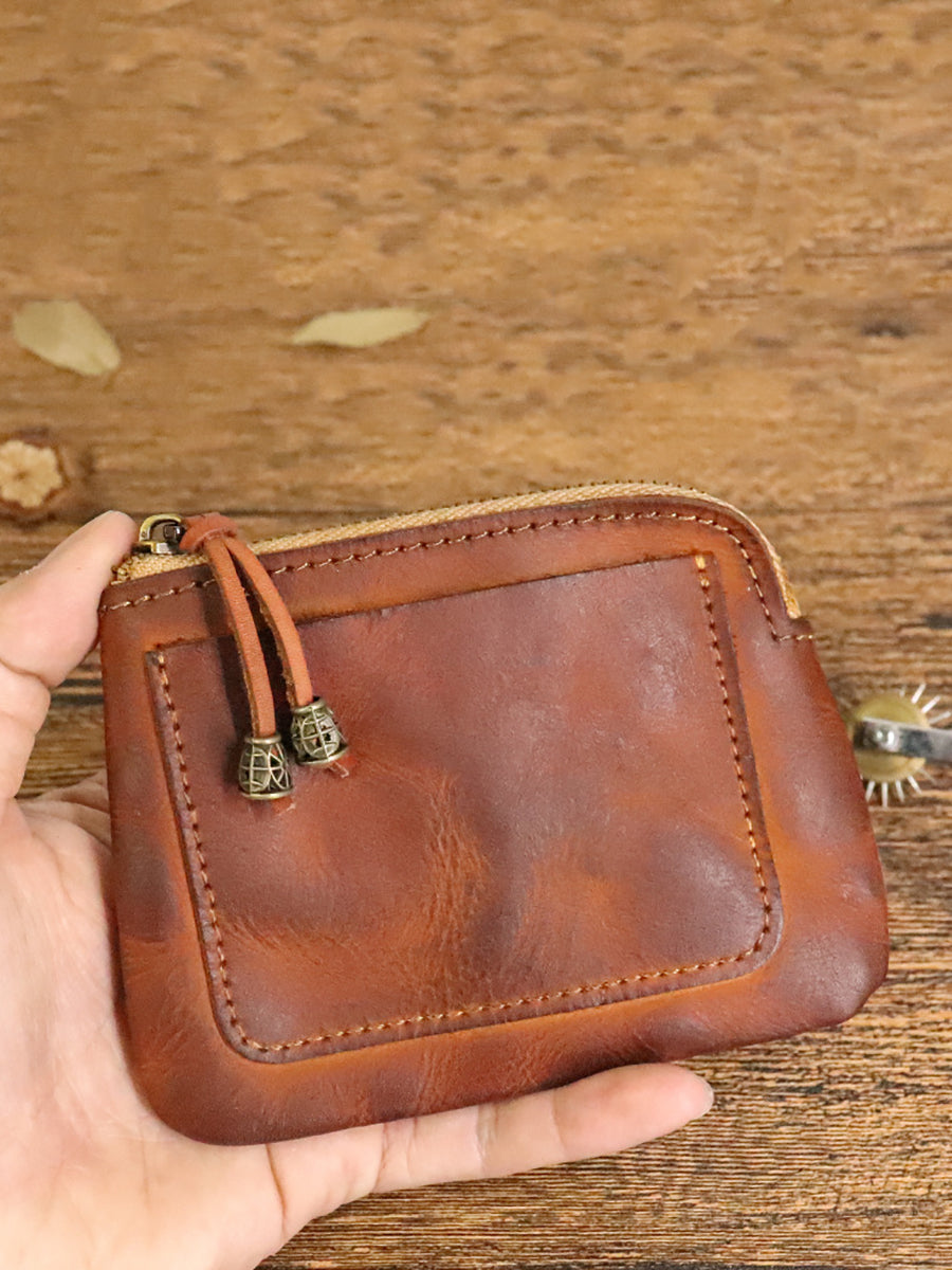 Leather Genuine Square Coin Purse Casual