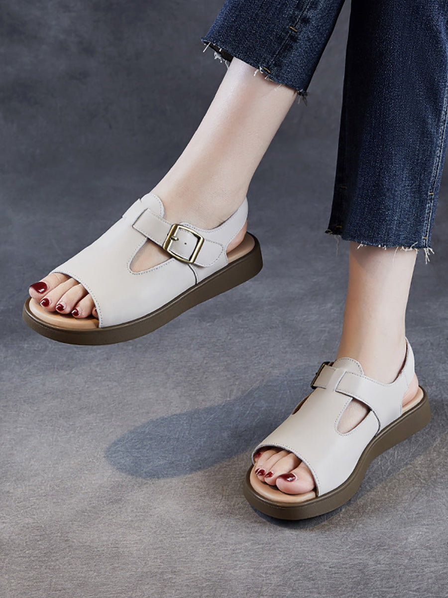 Soft Toe Leather Sandals Open