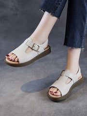 Soft Toe Leather Sandals Open