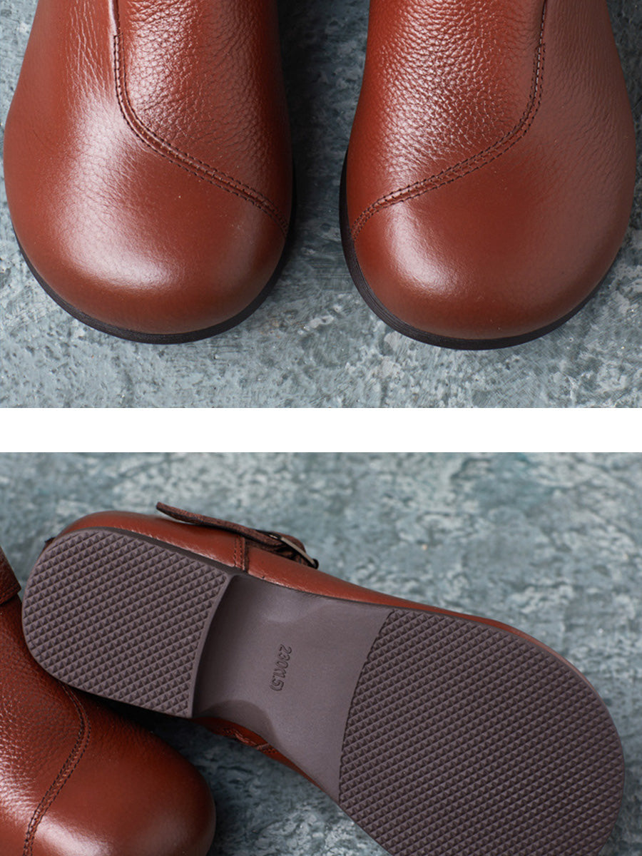 Casual Winter Soft Leather Spliced Ankle Boots
