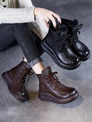 Vintage Genuine Leather Platform Martin Boots