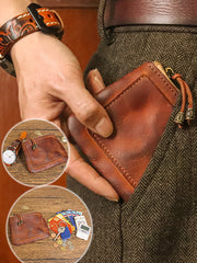 Leather Genuine Square Coin Purse Casual