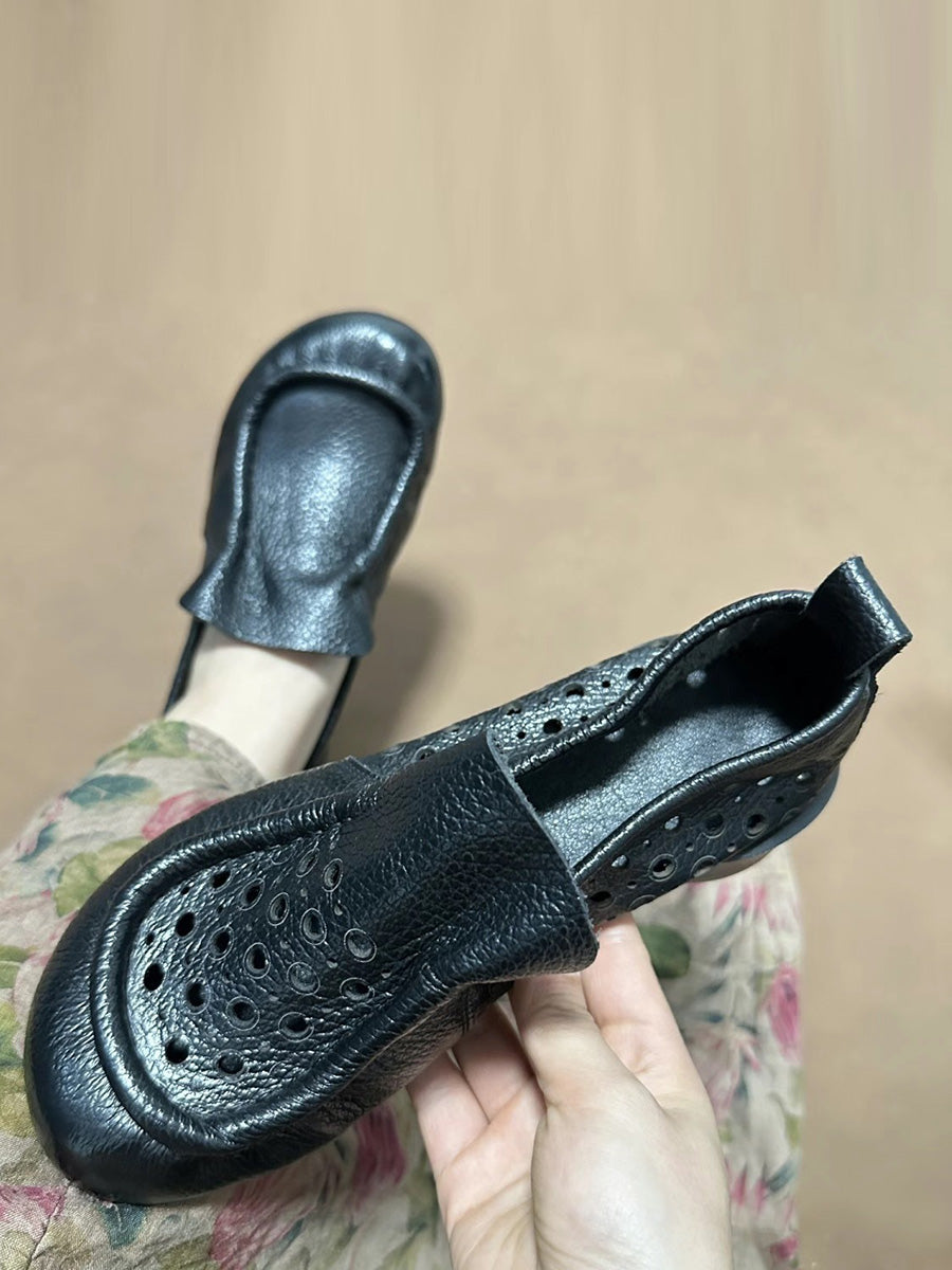 Retro Soft Genuine Leather Low Heel Shoes