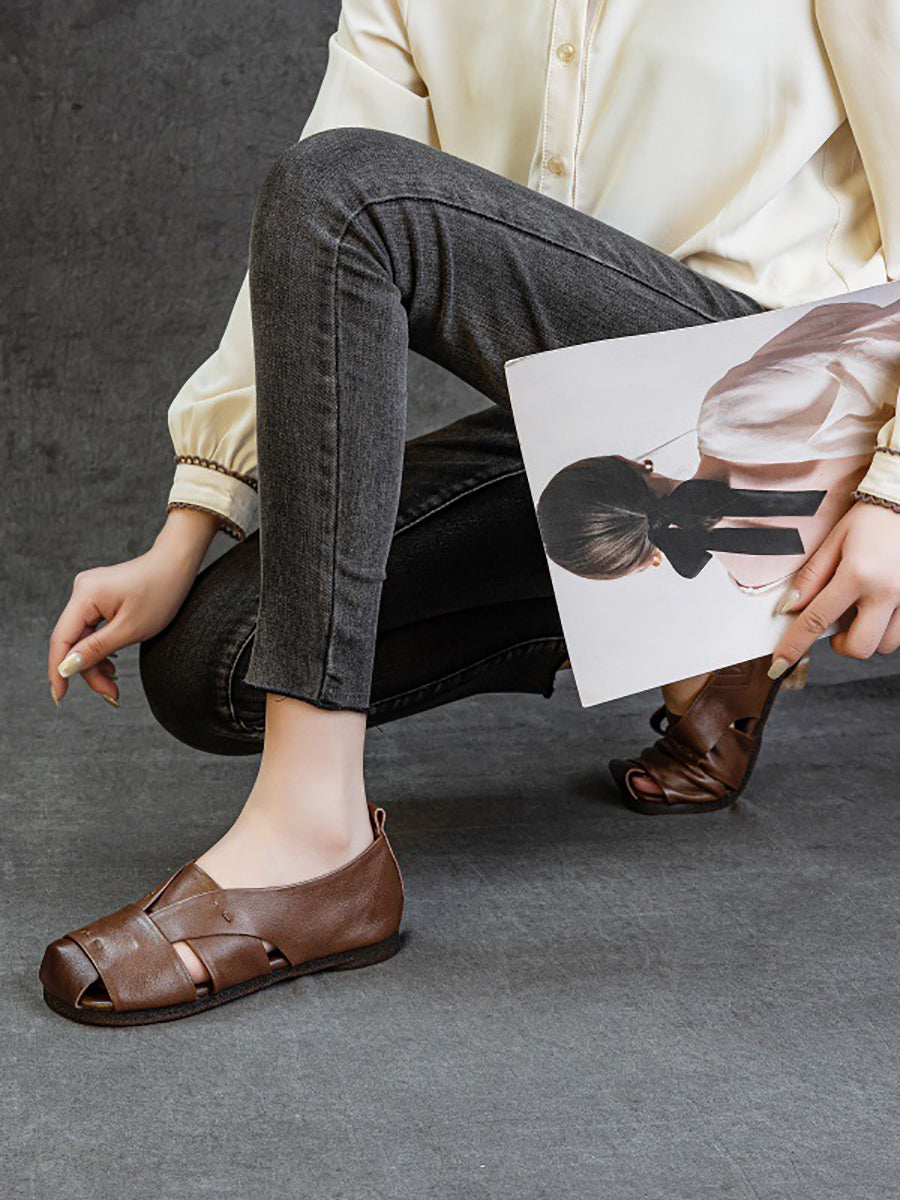 Vintage Flat Genuine Leather Sandals