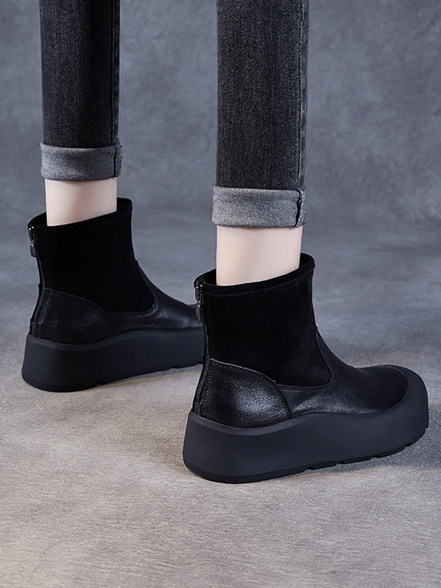 Winter Genuine Leather Platform Ankle Boots
