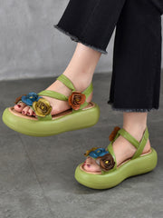 Sandals Vintage FLower Platform Leather