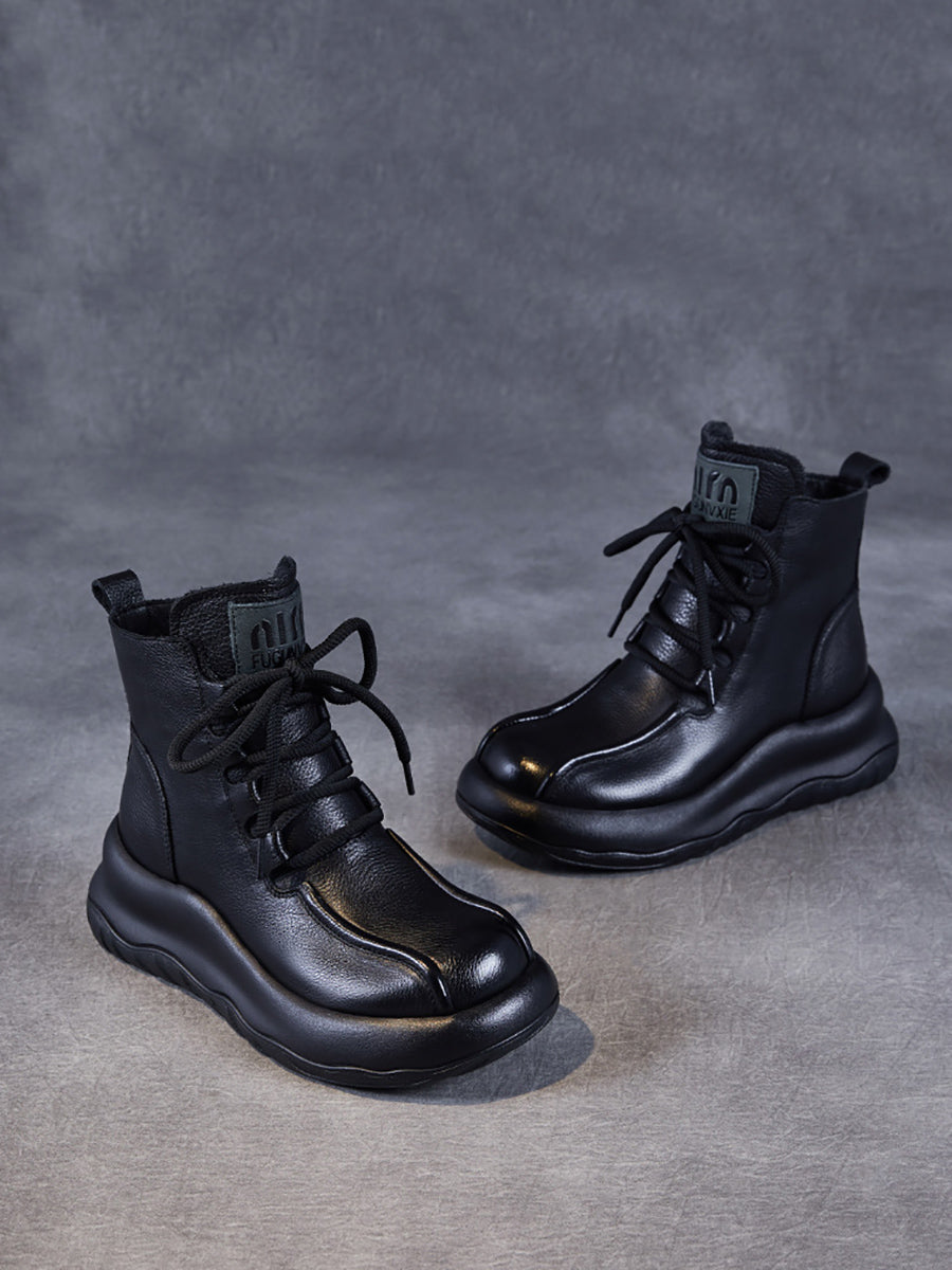 Vintage Genuine Leather Platform Martin Boots