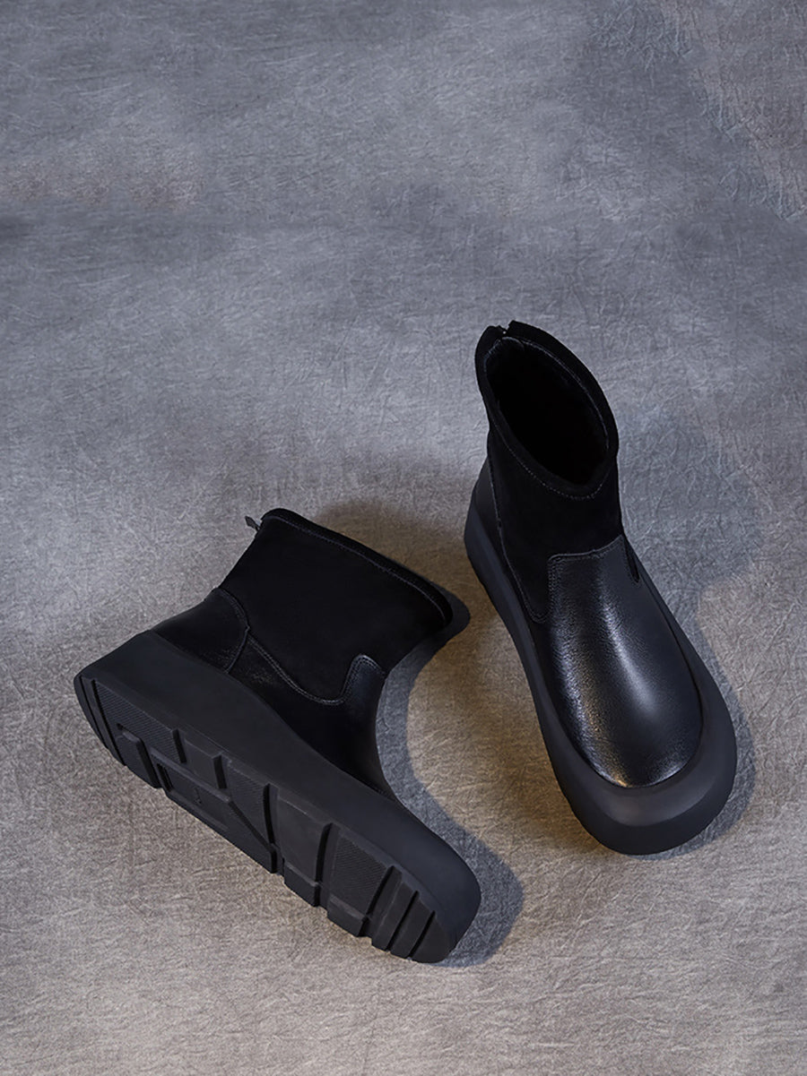 Winter Genuine Leather Platform Ankle Boots