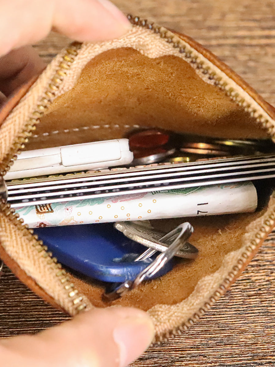 Leather Genuine Square Coin Purse Casual